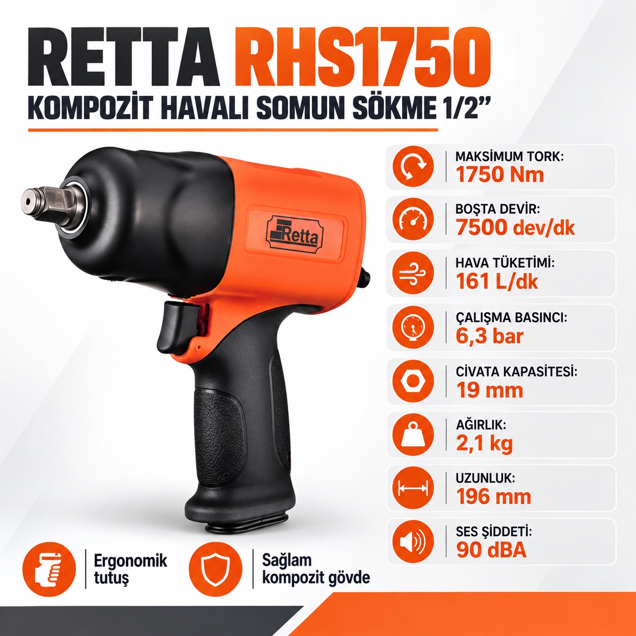RETTA RHS1750 Havalı Somun Sıkma